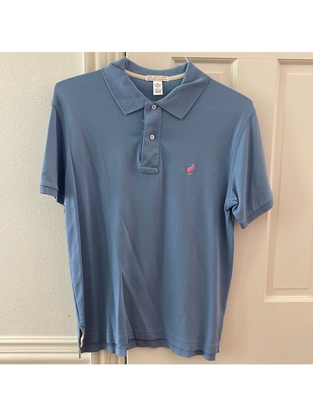 Beaufort Bonnet Blue Short-Sleeve Polo Shirt with Pink Logo tbbc size small mens